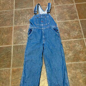 ~~Dickies Denim Carpenters Bib Blue Overalls Mens 30x32 Farm Chore Work....DICKI